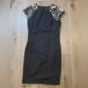 Michael Kors Gray Sheath Dress Sequin Shoulders Bodycon Party Mini‎ Cocktail 2